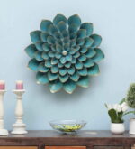 Metal Wall Art Aster Flower Big Home Decor, Blue