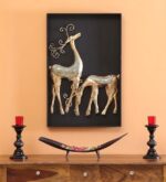 Metal Wall Art Deers in Frame Home Decor, Multicolor