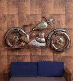 Metal Wall Hanging David Bike Home Decor, Green, 34X3X60 Inch