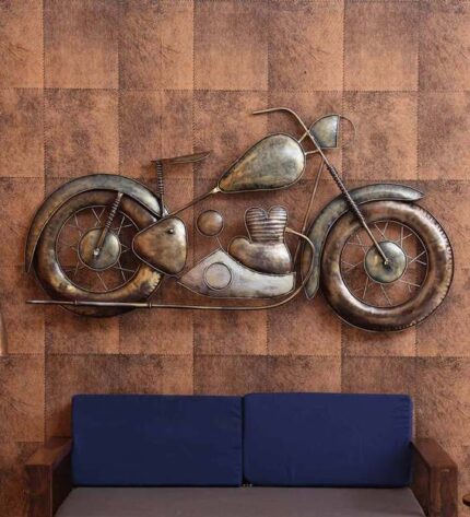 Metal Wall Hanging David Bike Home Decor, Green, 34X3X60 Inch