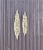 Metal Wall Art Ham Leaves Home Decor, Gold, Set of 2, Small